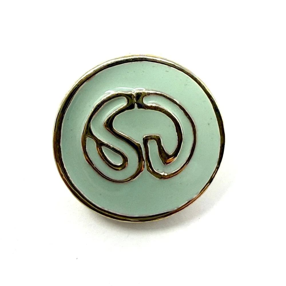 St. John Sport by Marie‎ Gray Mint Green Enamel Logo Buttons Gold Tone Set of 7